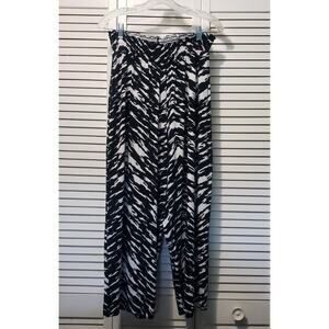 Asos Cropped Pull-on Pants Women's 8 Black White Zebra Print High Waist Wide Leg